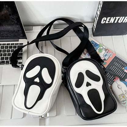 Halloween Ghost Face Crossbody Bag | Unisex Spooky Shoulder Purse