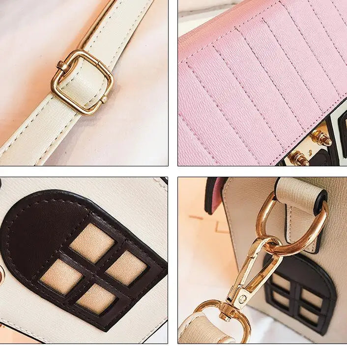 Women's Cute House-Shaped PU Leather Crossbody Bag, Designer Shoulder Bag, Stylish Handbag Purse & Small Tote