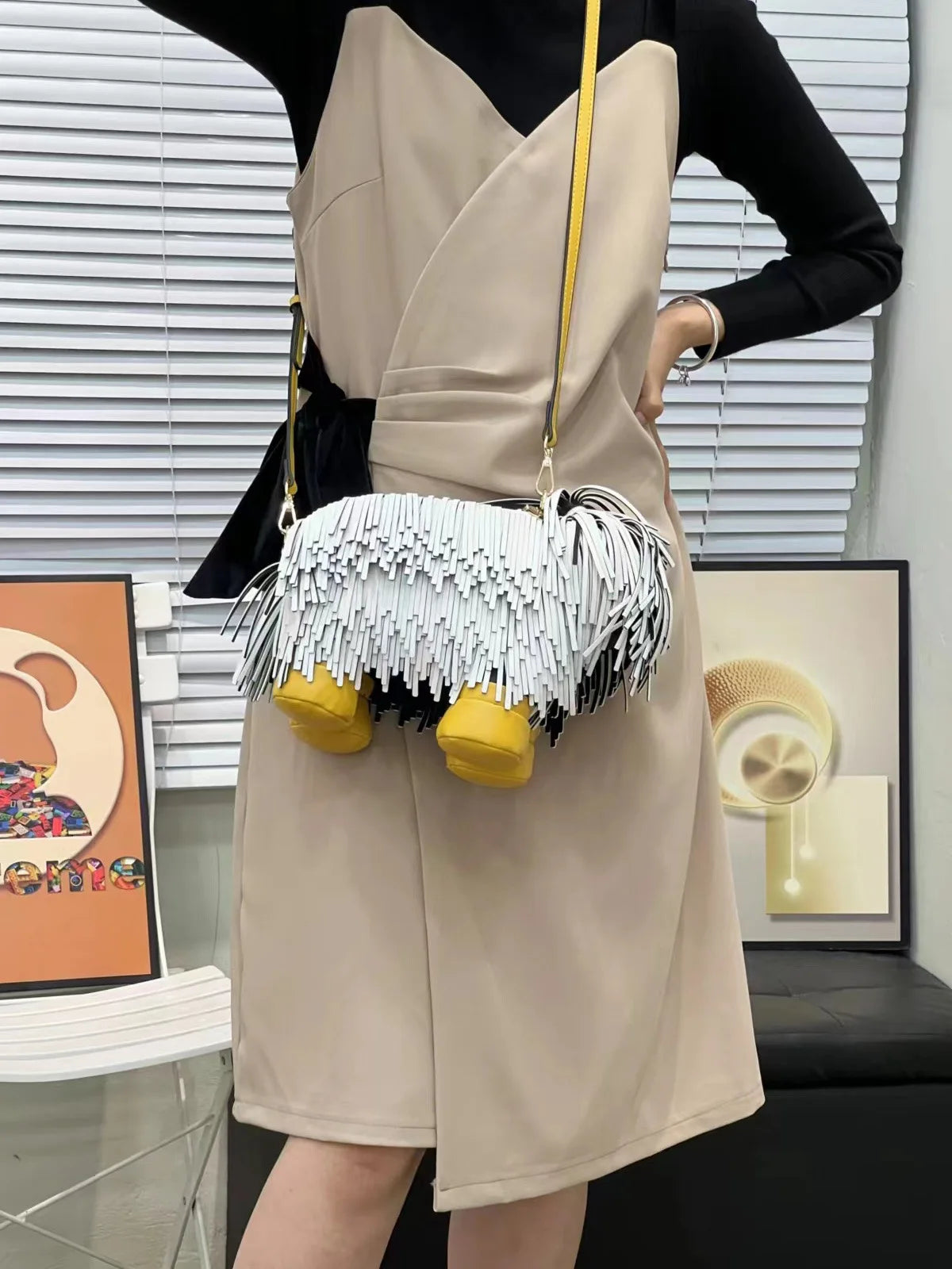 Novelty Tassel Puppy Shape Women's Shoulder Bag Crossbody Cute Cartoon Animal Shape Purses and Handbag Designer Tote Bag