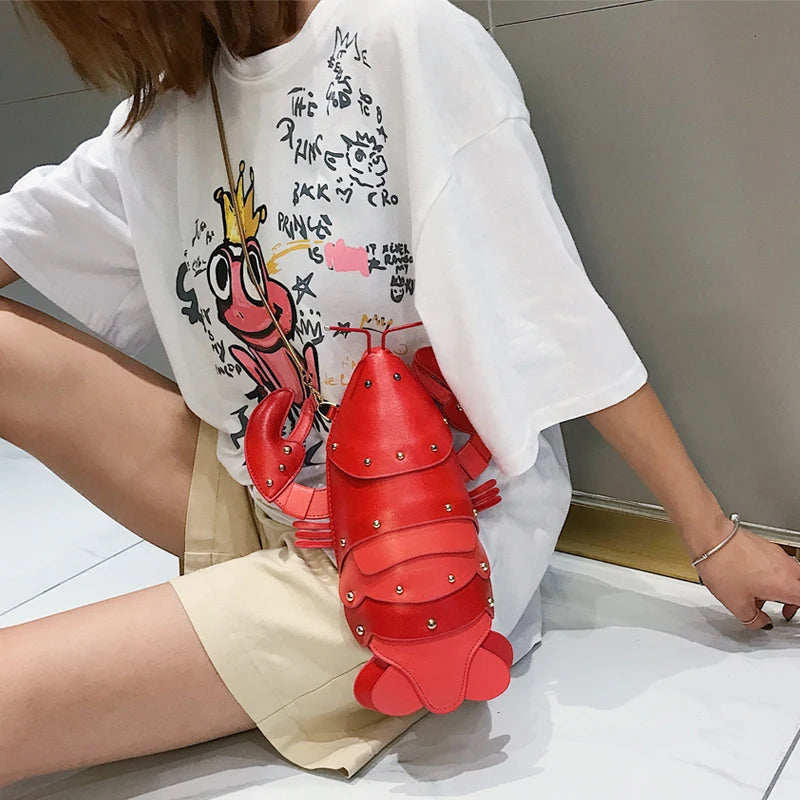 Cute Lobster Crossbody Bag for Women | PU Leather Chain Purse